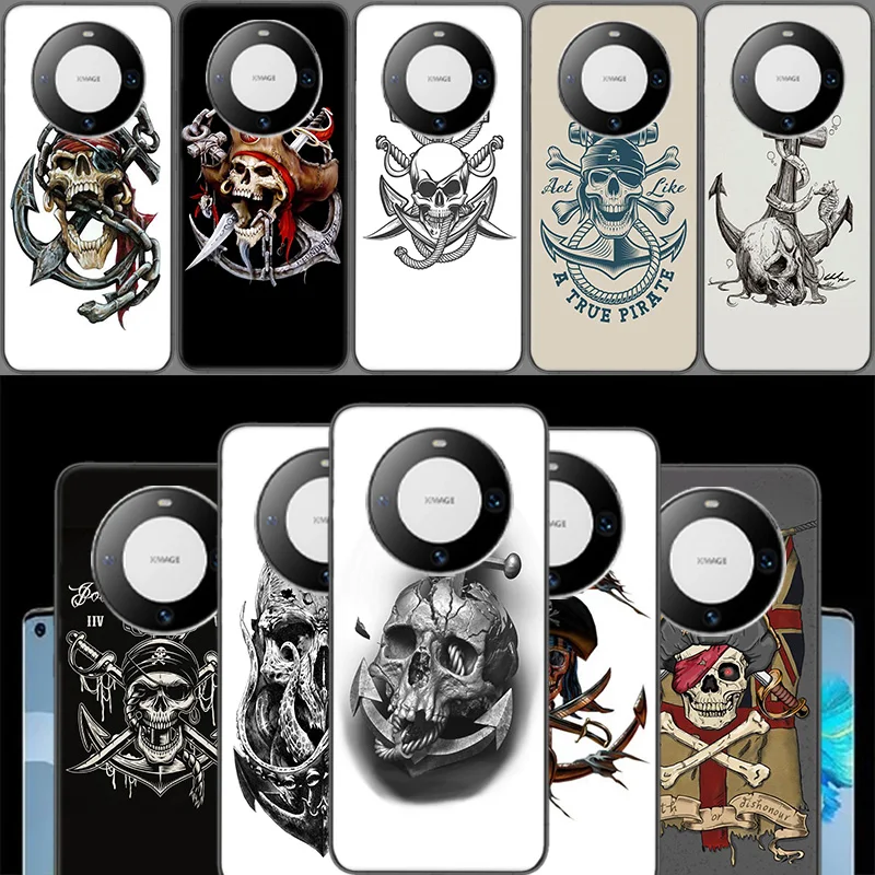 Pirate Anchor Skeleton Phone Case For Huawei P40 Lite P50 Pro P30 P20 P10 Y5 Y6 Y7 Y9 2019  Mate 30 20 Pro 10 Lite Cover