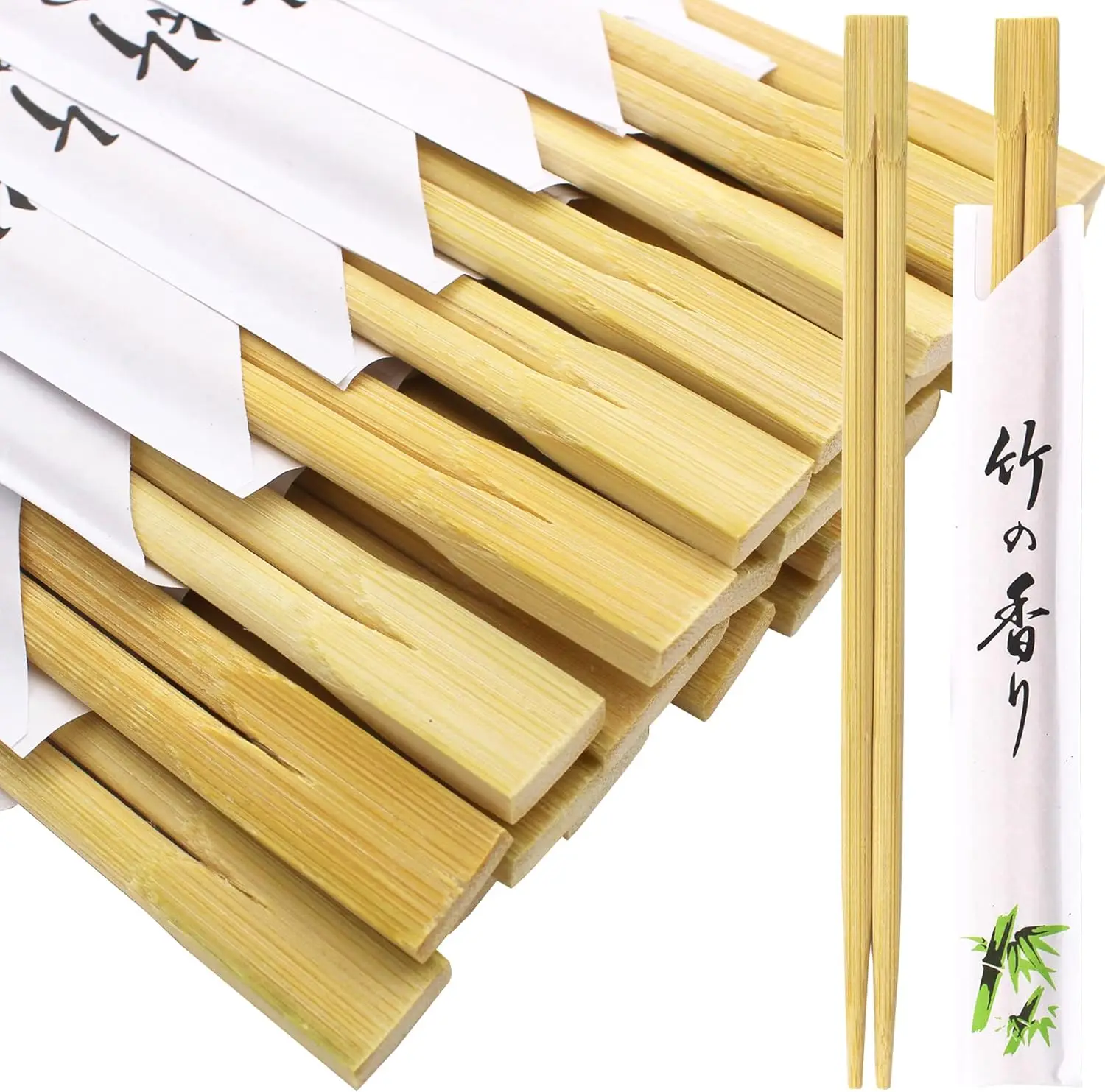 

100 Pcs 9" Smooth Bamboo Chopsticks, Individually Wrapped, Splinter-Proof for Sushi Noodles