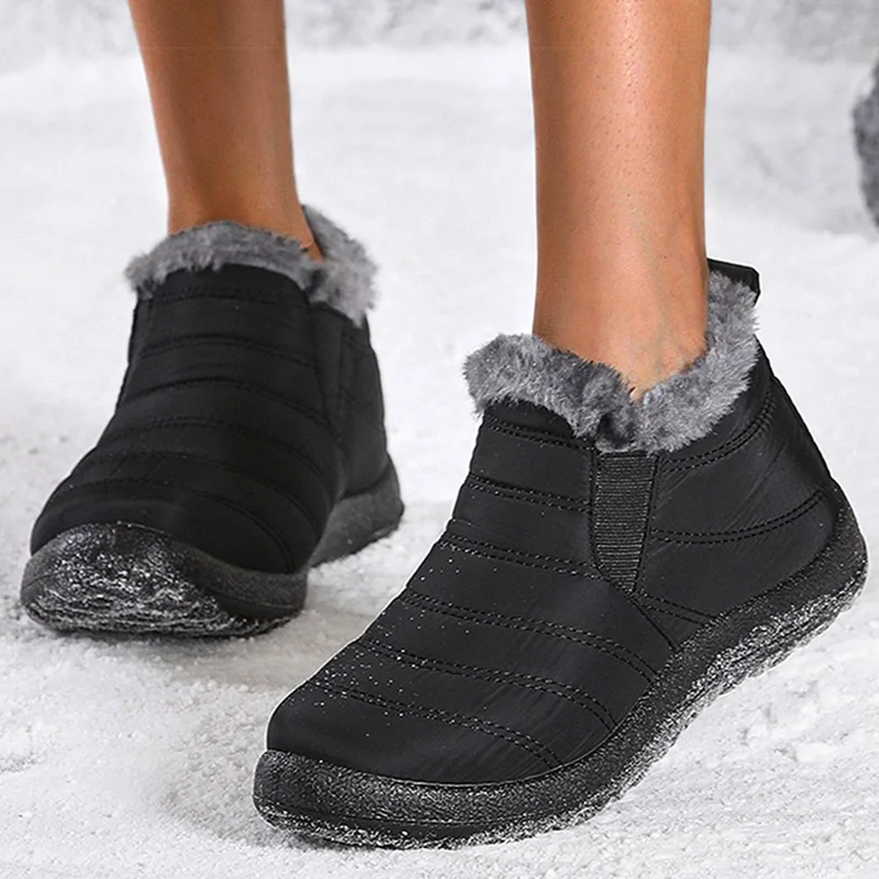 Women\'s Boots And Ankle Boots For Women Warm Fur Winter Boots Snow Botas Mujer Slip On Short Boot Combat Winter Shoes Women