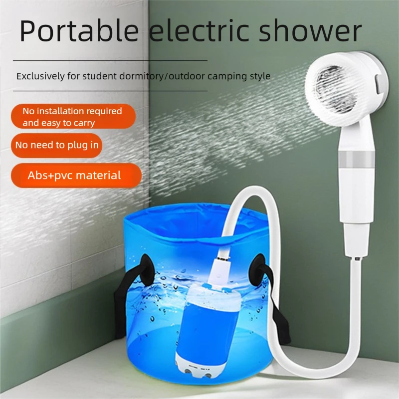 Portable Outdoor Shower Set Handheld Shower Head Adjustable Flow Camping Bathing Device Rechargeable Water Pump for Traveling