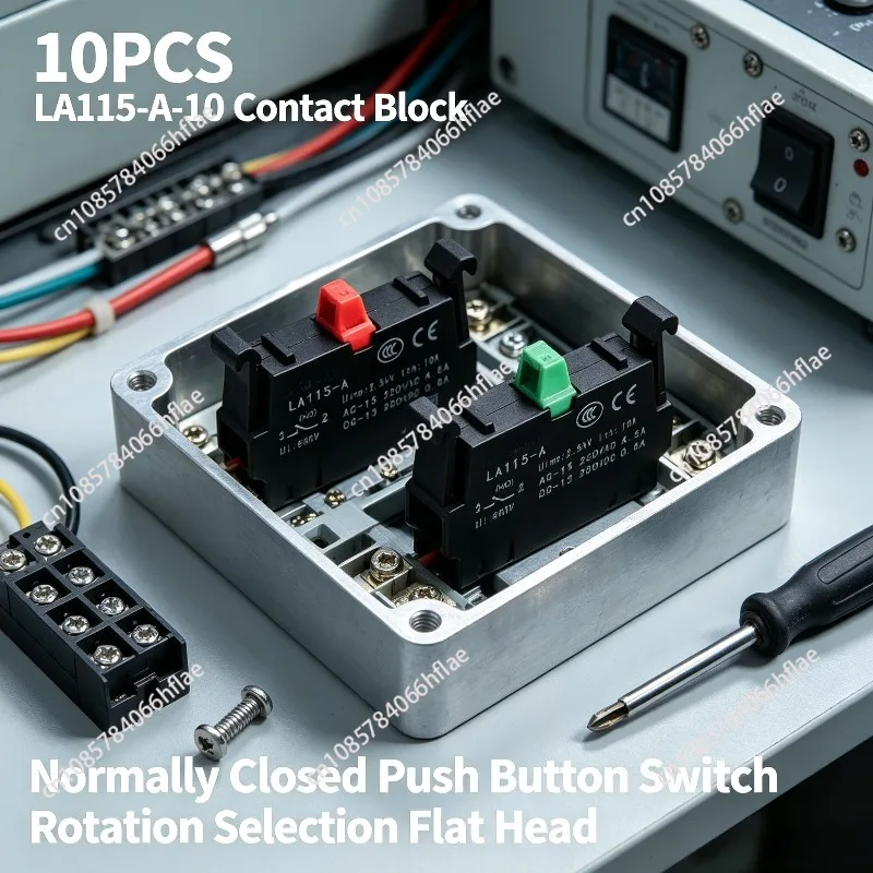 10PCS LA115-A-10 Emergency Stop Button Switch, Normally Closed Rotation Selection Flat Head Pushbutton