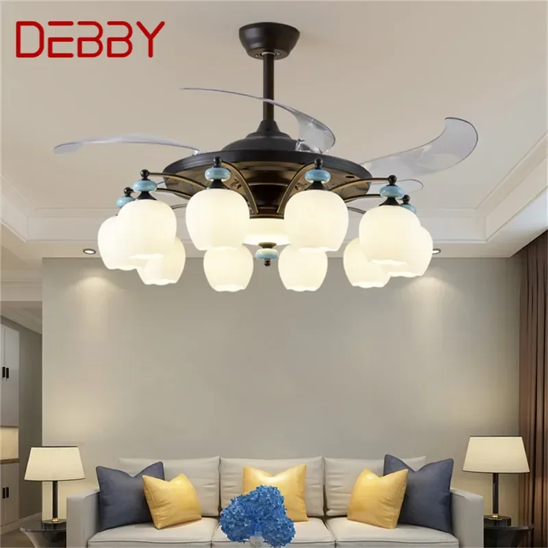 

DEBBY Modern Stealth Fan Light Luxury Living Room Restaurant Bedroom Ceiling Fan Light Remote LED Electric Fan Light