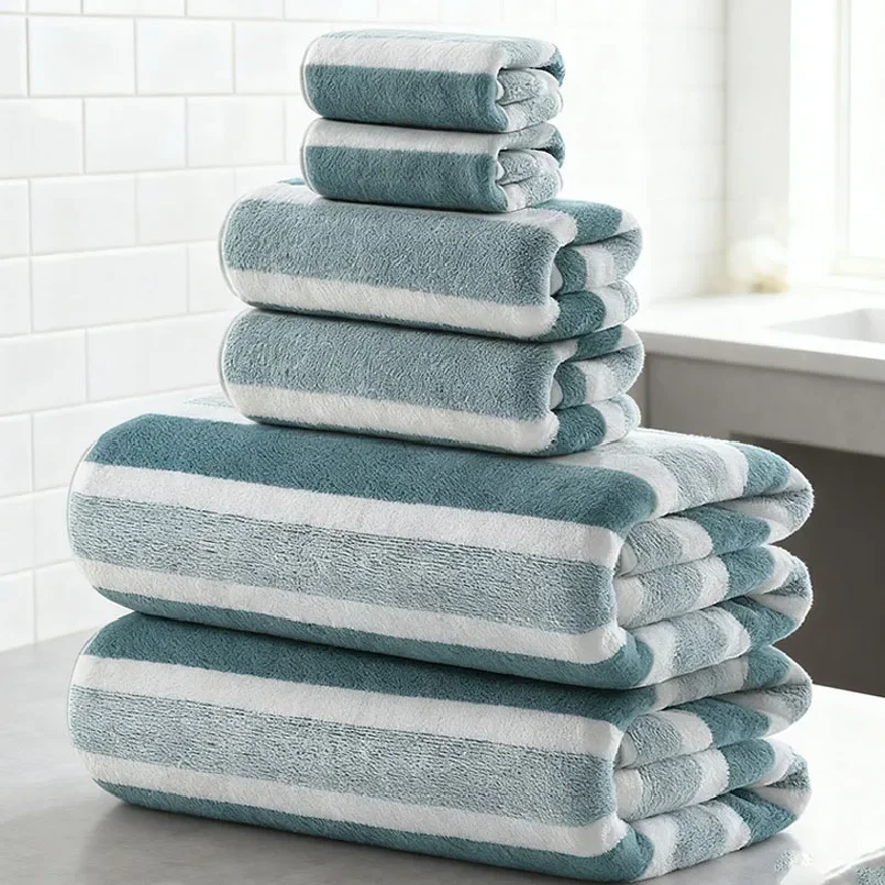 6 Pcs -Soft Bath Towels Set - Bath Towel&Towel Absorbent Quick-Drying Towel, Perfect for Family Bathrooms & Home Essentials