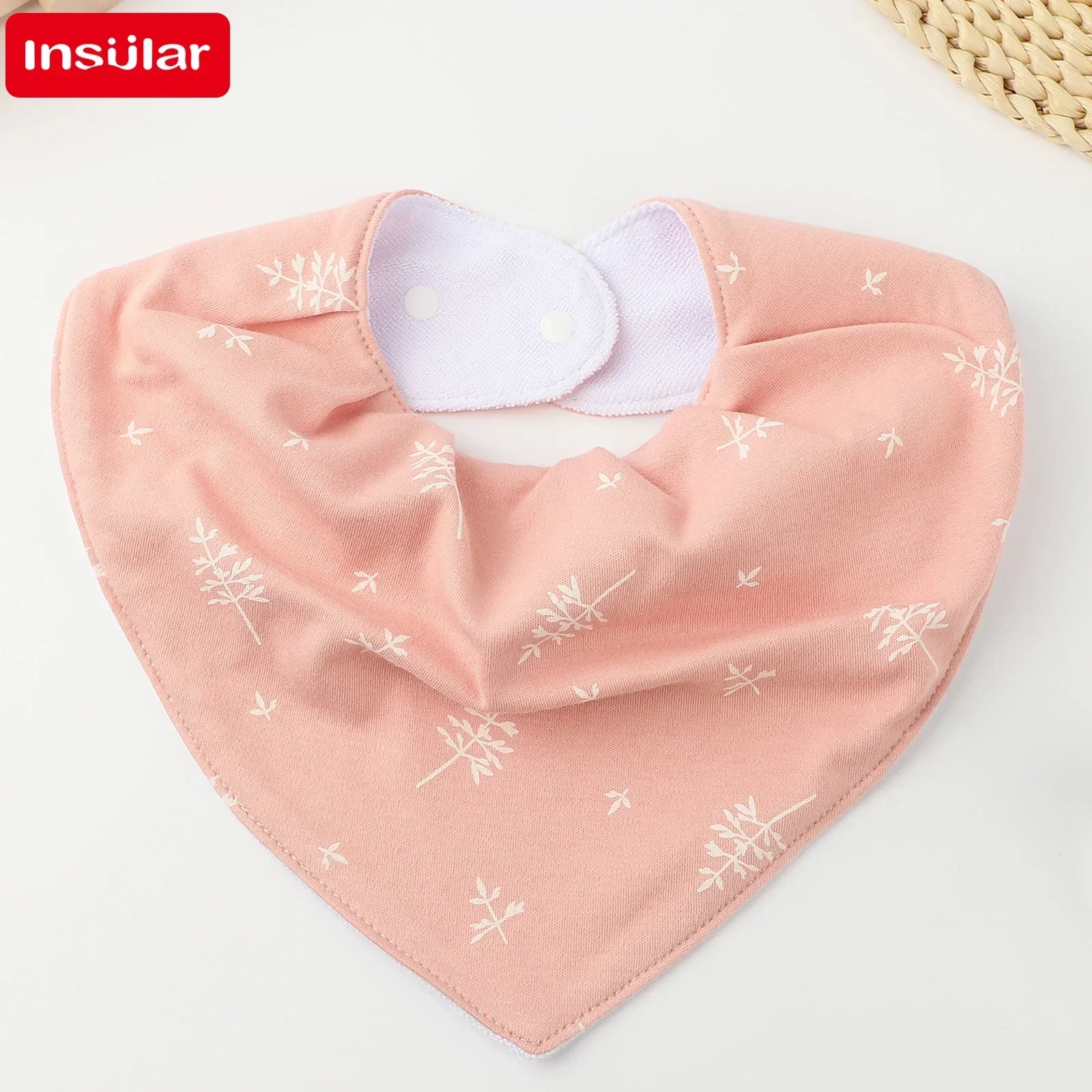 1PC 100% Cotton Insular Baby Triangle Bib - 4 Layer Gauze, Breathable, Stain-Resistant, Waterproof Infant Saliva Towel
