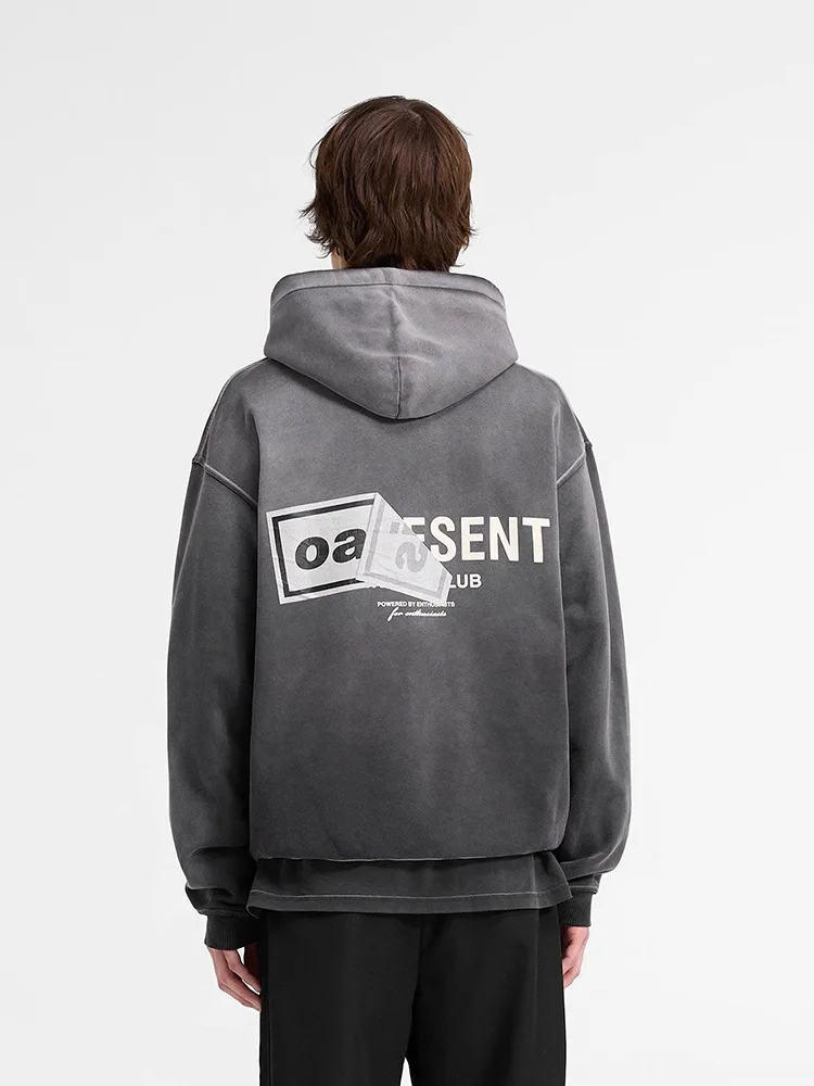 

Retro American Waed Hoodie Loose Men's Street Sle Sweatirt Casual Cotton Crew Ne Print ex Fall Faion Top