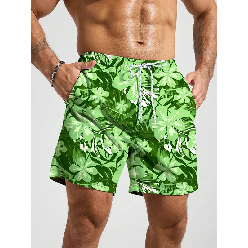 3D Print Vibrant Floral Patterns Beach Shorts Men's Clothing Daily Casual Loose Breathable Drawstring Board Short Men Fashion