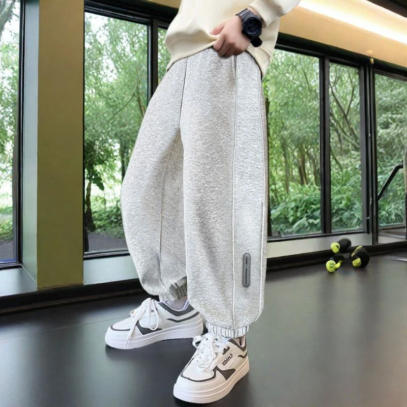Kids Boys Cotton Track Pants New Autum Casual Trackpants With Reflective Stripe Sportwear Loose Trousers Teenager Sweatpants