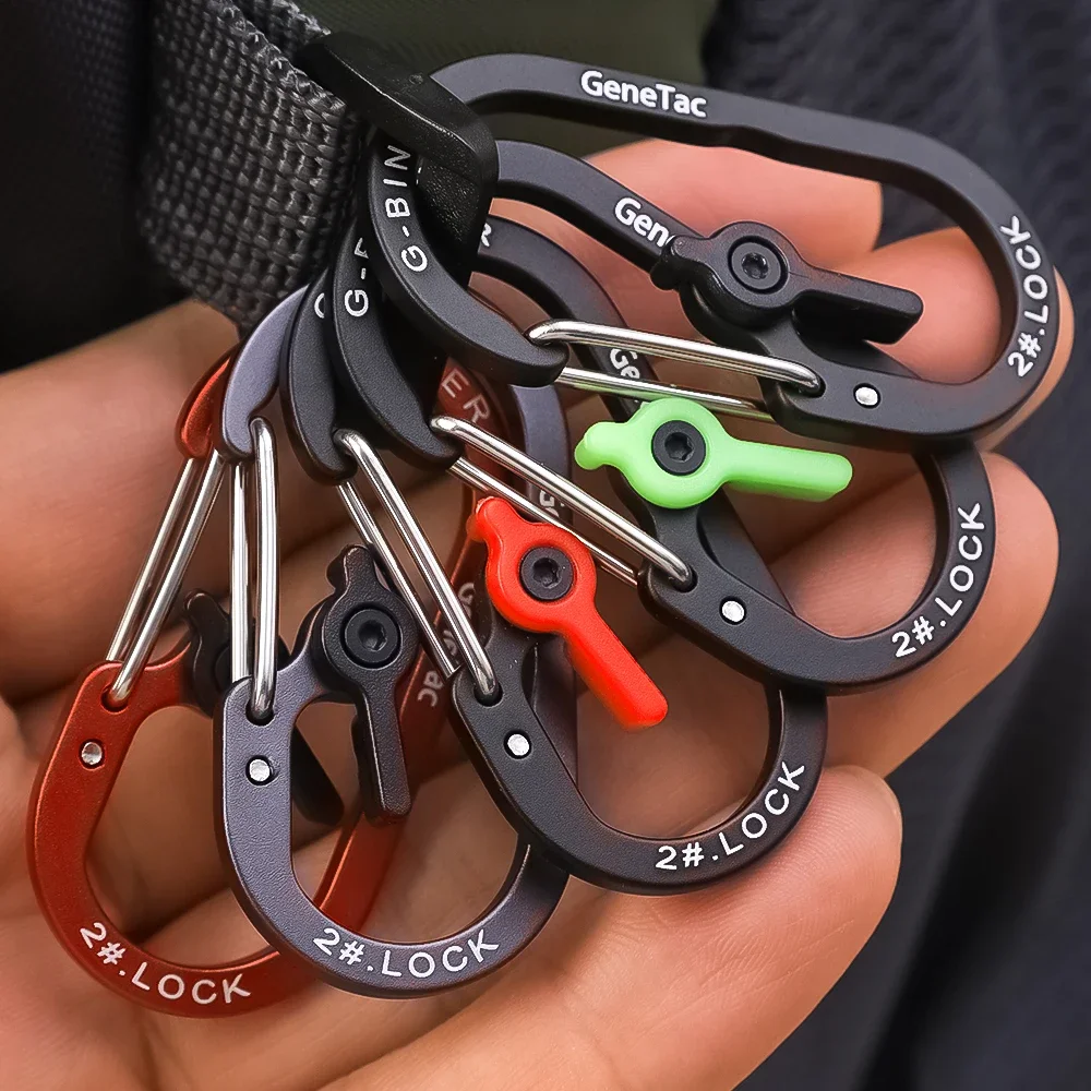 5Pcs Aluminum Alloy Mountaineering Buckle Bump Ribbon Lock Spring Wire Buckle DIY Backpack Safety Quick Hook Outdoor Safety Lock