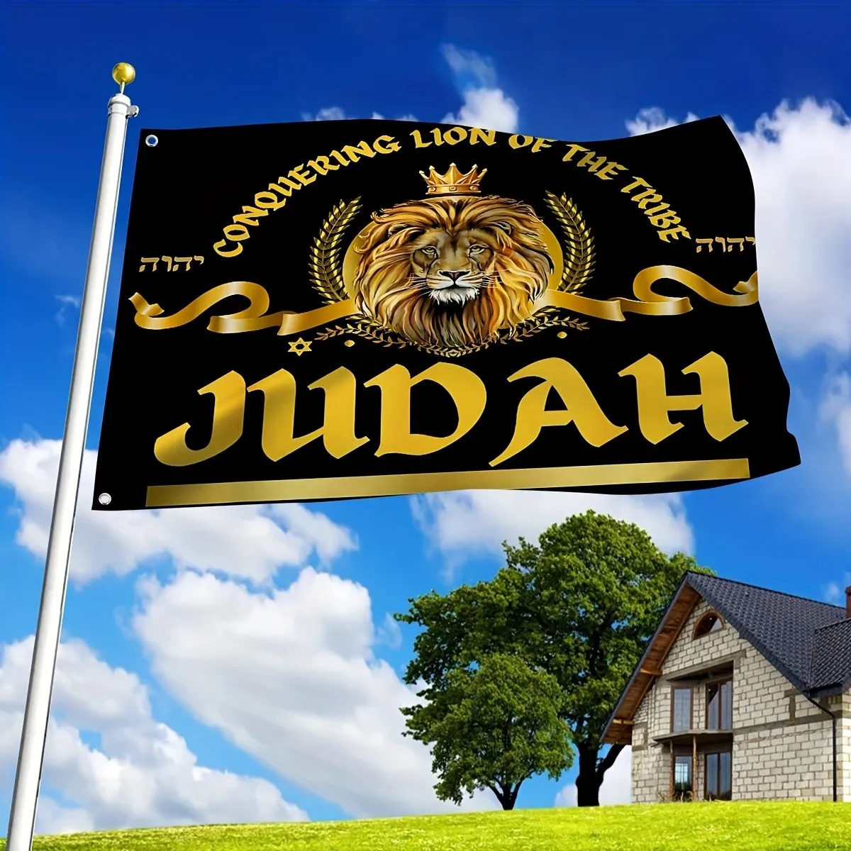 Drapeau du Lion de Juda 3x5 4x6 pieds en polyester pour décoration intérieure et extérieure, cadeau