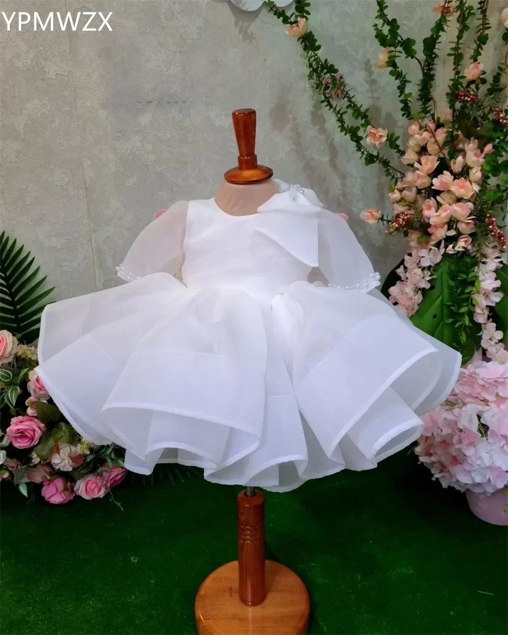 Customized Prom Gown Formal Women YPMWZX Scoop Neckline Ball  Knee Length Skirts Draped Bows Bead Bespoke Occasion Dresses E