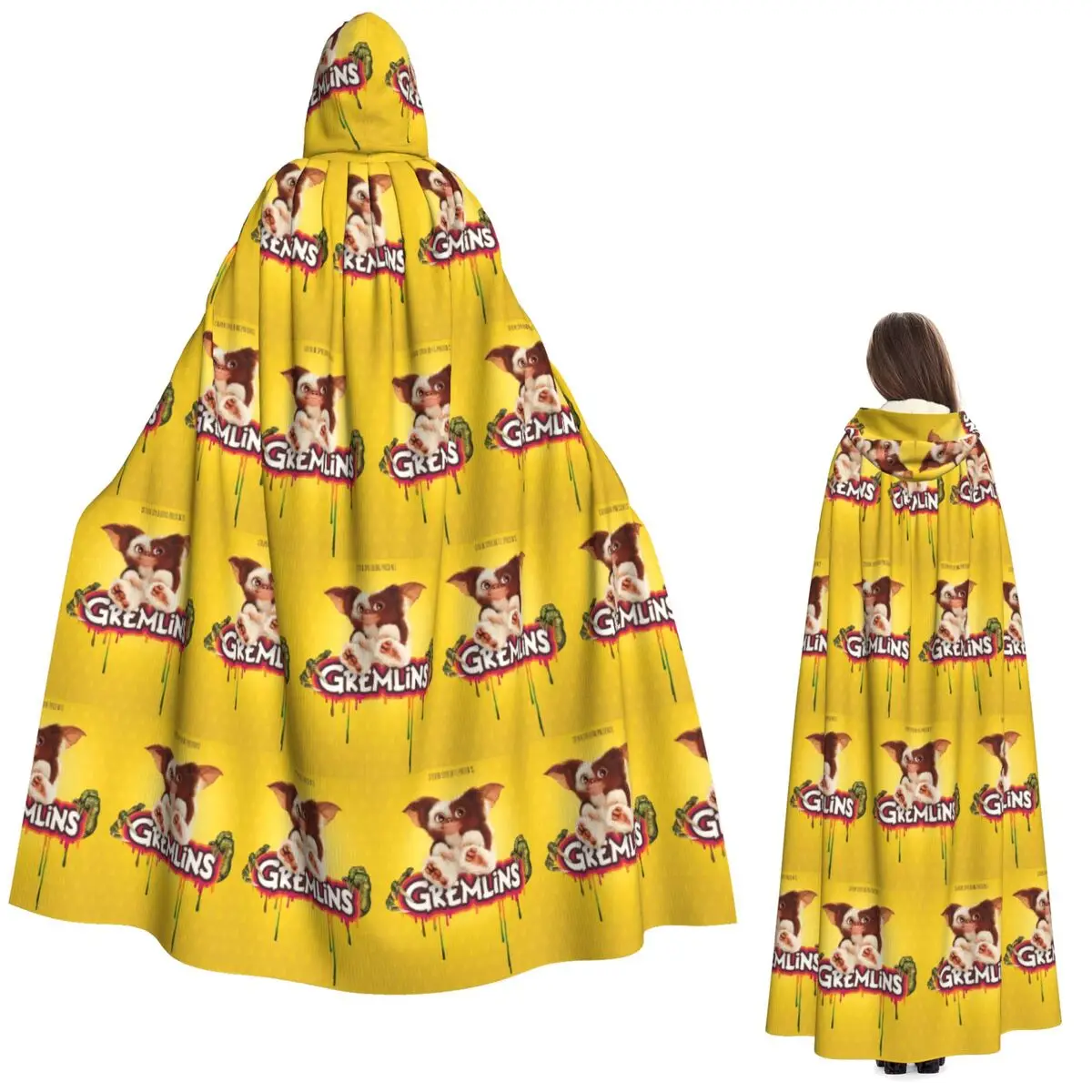 

Gremlins Monster Movie Gizmo Mogwai Long Hooded Cloak Witch Medieval Costume Cosplay Cape HalloweenCoat Adult Unisex