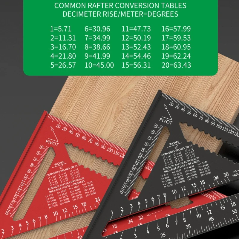 

7/12inches Ruler Woodworking Rubber/Aluminum Alloy Triangle Gauges Measuring Gauging High Precision Angle Ruler Carpenter Tools