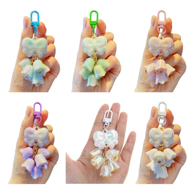 Fashionable Keychain Stylish Illuminating Bowknot Bag Pendant Acrylic Material