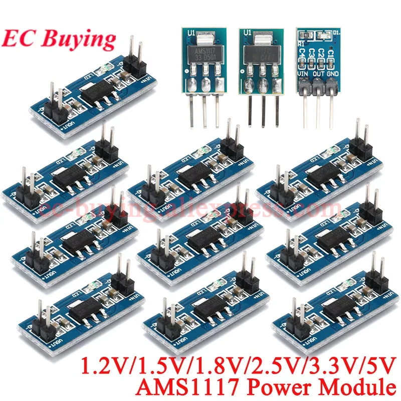 20 szt./1 szt. AMS1117 LM1117 1.2V 1.5V 1.8V 2.5V 3.3V 5V DC-DC Moduł Zasilania Obniżającego Napięcie (Buck) do Arduino Raspberry Pi Płytka PCB