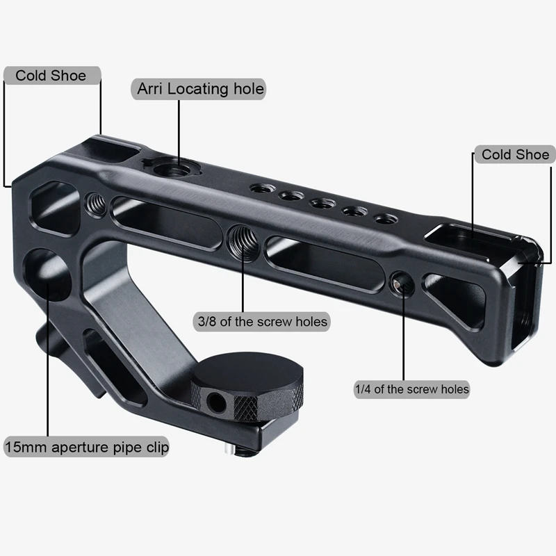 UURig R008 DSLR Camera Top Handle Hand Grip Metal Cold Shoe Adapter Mount Universal Arri Locating Handle for Sony Nikon Canon