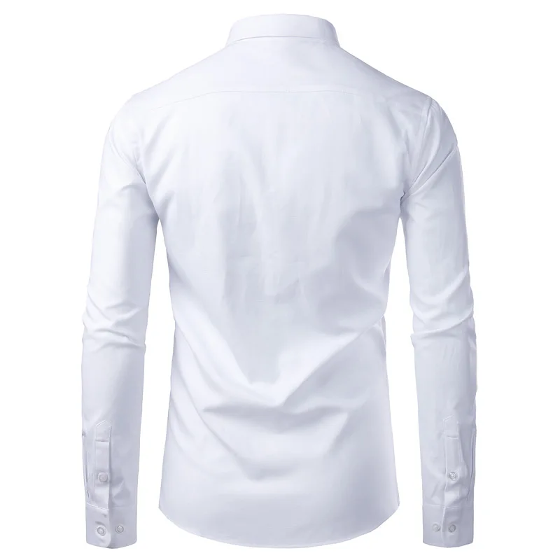 Heren Witte Oxford Katoenen Overhemden Casual Button Down Slim Fit Shirt Mannen Lange Mouwen Formele Zakelijke Top Blouse Chemise Homme