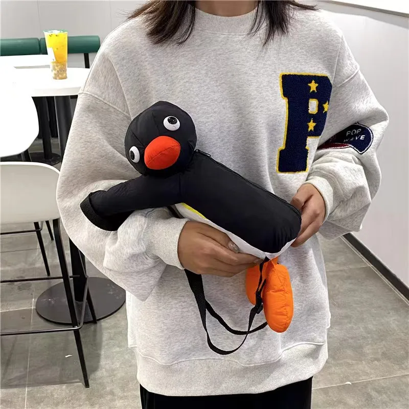 Mochila de peluche de pingüino de dibujos animados, bonito juguete de peluche PINGUed de dibujos animados, bolso de hombro de Animal relleno suave para niñas, regalos de cumpleaños