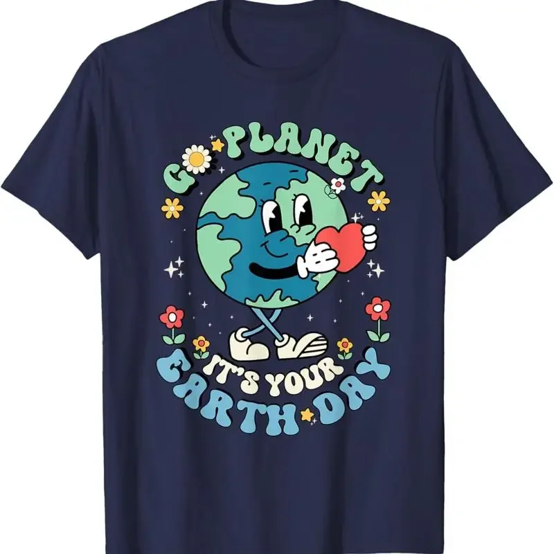 Cute Go Planet Its Your Earth Day 2025 Teacher Kids Groovy T Shirt