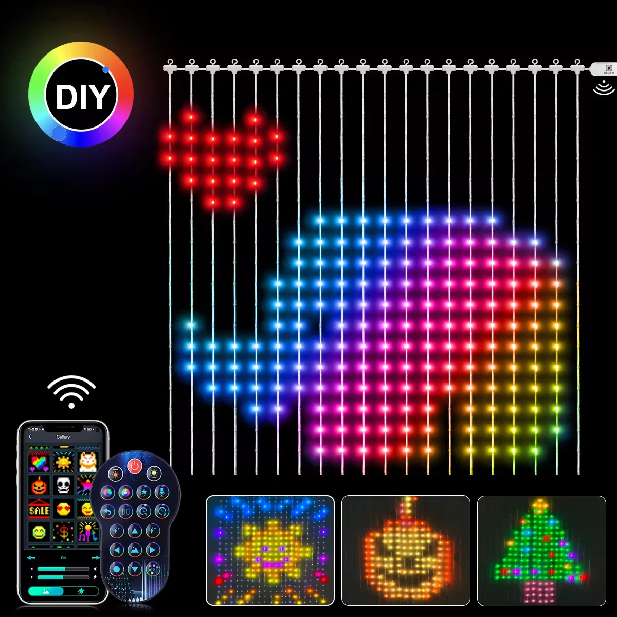 Smart Bluetooth RGBIC LED Vorhang String Licht Traum Farbe Programmierbare Fee Weihnachten Lichter