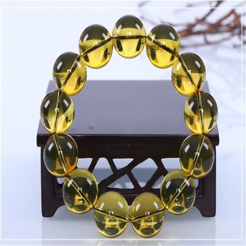 

Dominican Water Purification Blue Amber Beeswax Bracelet Men's Gold Amber Bracelet Buddha Beads