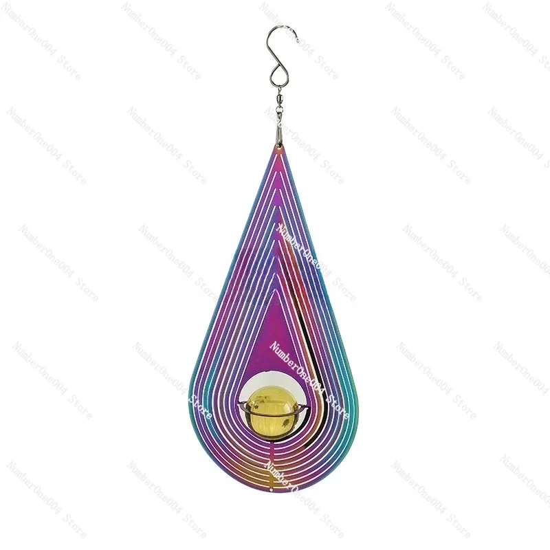 Applicable to Metal 10-inch 3D wind chime wind turn outdoor decorative mirror color wind turn pendant