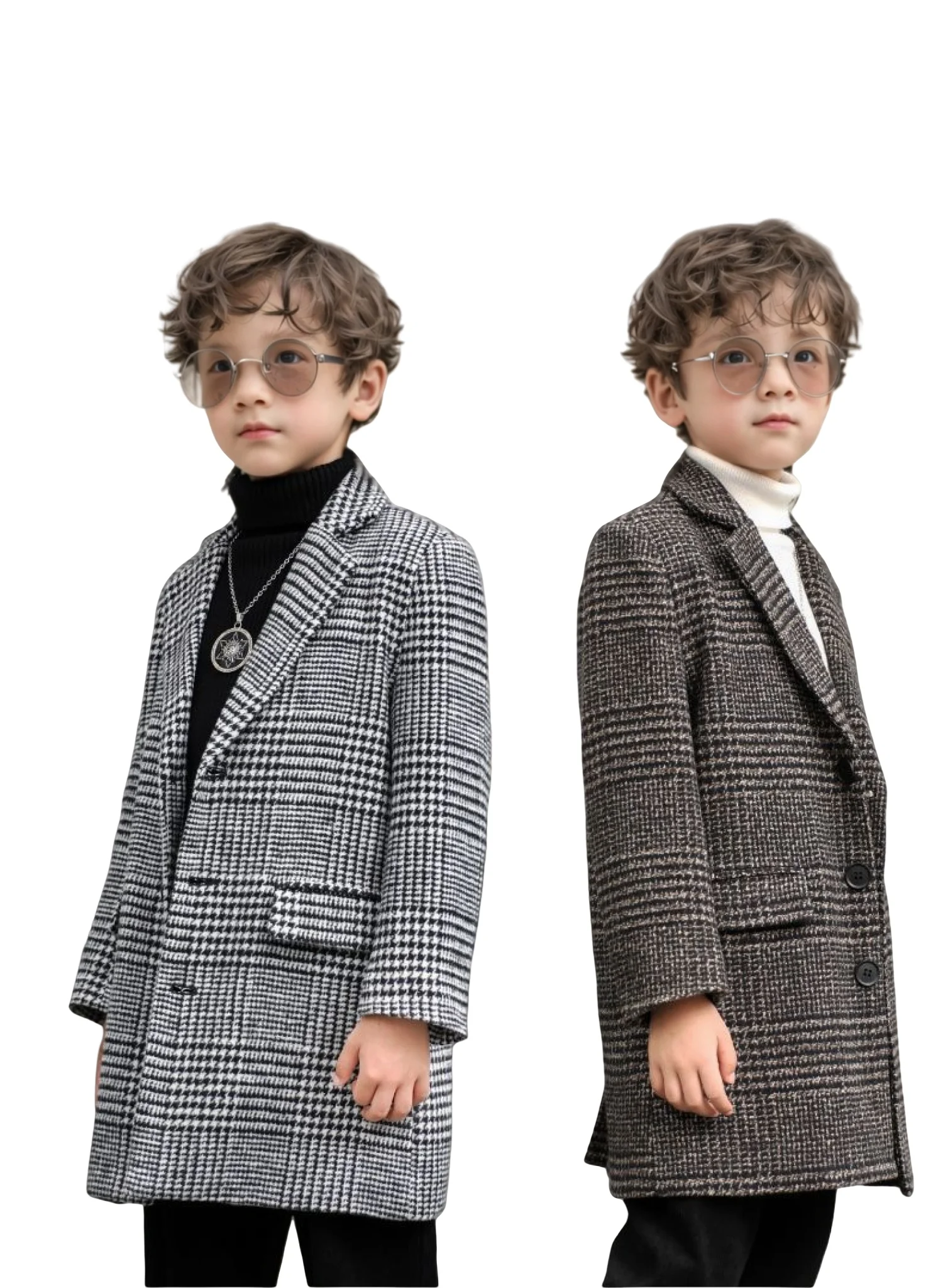 

Boys Girls British Style Christmas Winter Wool Coat Kids Windproof Outdoor Long Jacket Children Photography Woolen Coat 3-15Y