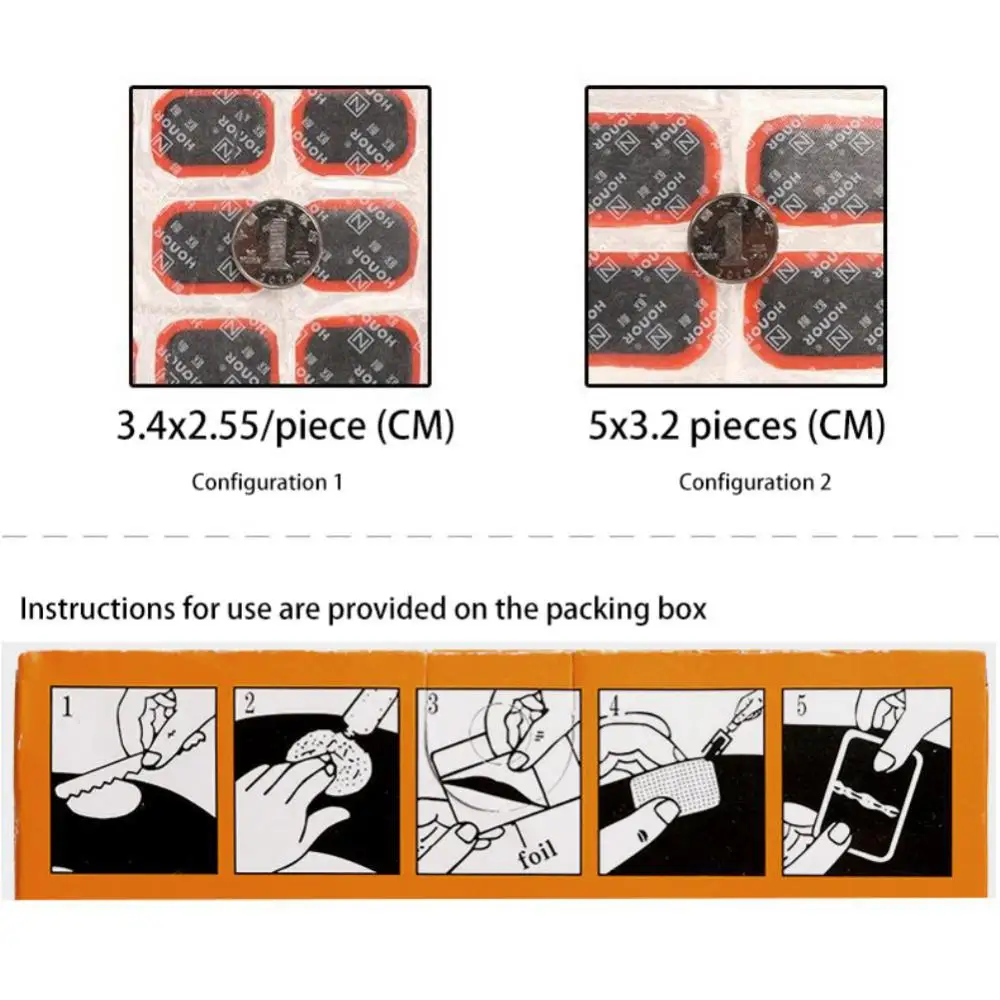 48 шт., 25 мм, круглые/квадратные Пластыри для ремонта велосипедных шин