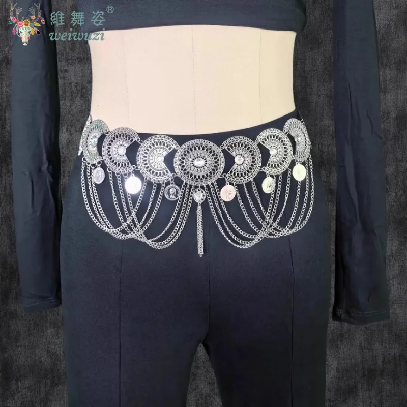 

BellyDance Ethnic Vintage Metal Waist tssel Chain Female Body Jewelry Chain Oriental Dancing Competition Performance Accessories