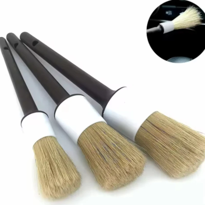 3PCS Soft Bristle Car Detailing Brush Set Auto Tire Wheel Wash Cleaning Kit Exterior Accessories