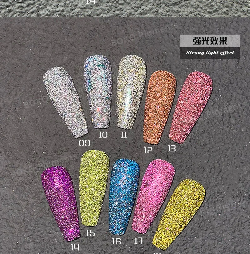 1jar reflektieren der Diamant Nagel Glitter funkelnd schillerndes Nagel pulver UV Gel politur Dekoration Perl glanz Nagel Glitter (netto 0,5g)