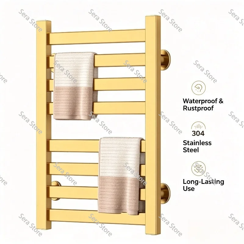 Gold Electric Towel Rack Carbon Brazing Heating Space Aluminum Bathroom Shelf Smart Toilet Drying Rack