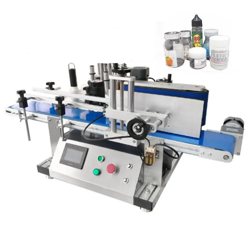 Table Fully Automatic Round Bottle Labelling Machine Deskatop Type Labeller Plastic Can Glass Wine Bottle Labeling Full Auto