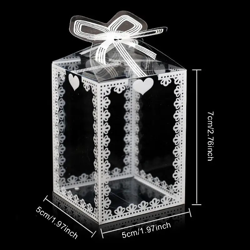 20 قطعة صندوق هدايا شفاف من البلاستيك PVC صندوق تغليف شفاف لحفلات الزفاف وحفلات استقبال المولود الجديد صندوق كعكة حلوى الشوكولاتة
