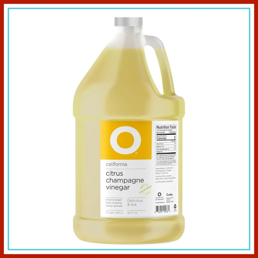 

Barrel-Aged Champagne Wine Vinegar with Fresh Lemon - 0.5 gal, Handcrafted in Sonoma California