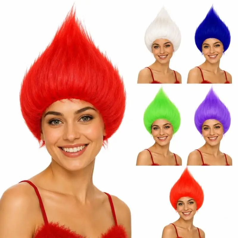 Halloween Bright Color Synthetic Wig Fluffy Pointed Funny Party Hair Headpiece for Masquerade Carnival Cosplay Accessory