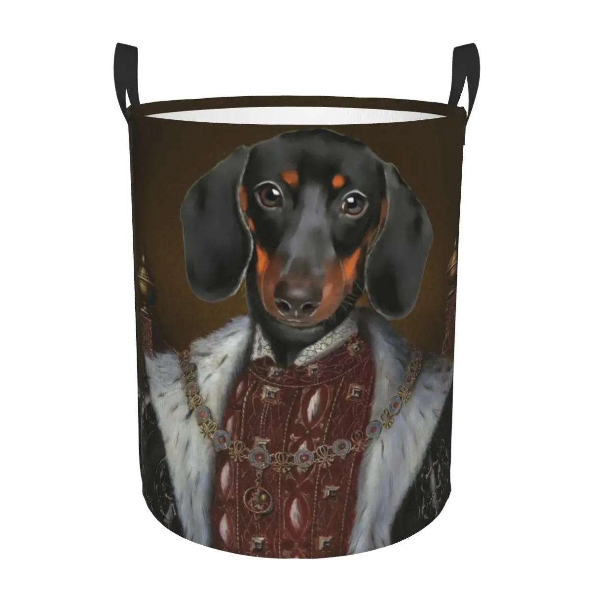 Dachshund Royal Portrait Laundry Basket Collapsible Wiener Badger Sausage Dog Clothes Toy Hamper Storage Bin for Kids Nursery