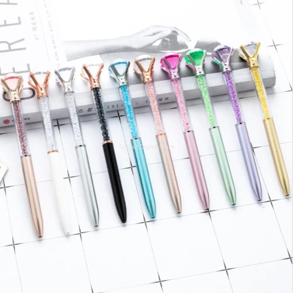 1 шт., большая ручка с кристаллами и бриллиантами, шариковая ручка, студенческие канцелярские принадлежности, офисный бизнес-фестиваль, подарок, модные пластиковые ручки со стразами