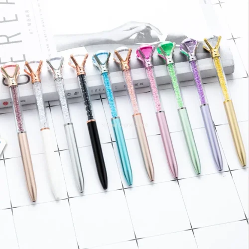 Imagen 2 del producto Bolígrafo grande de cristal con diamantes, papelería para estudiantes, regalo de Festival de negocios y oficina, plumas de plástico con diamantes de imitación, 1 ud.