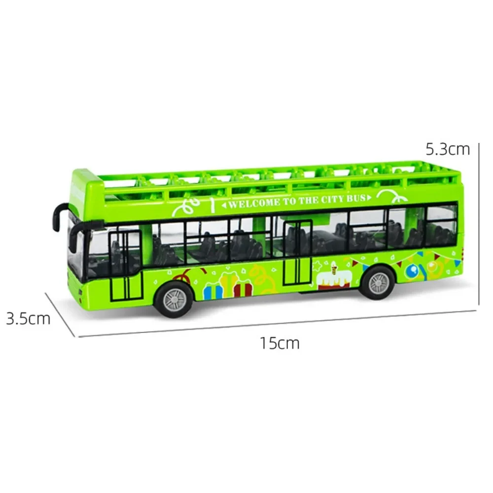 Modèle de bus de simulation en alliage pour enfants, bus arrière côtelé, voiture de ville à inertie, jouet d'éducation précoce, cadeau d'anniversaire pour garçon et fille, 15cm