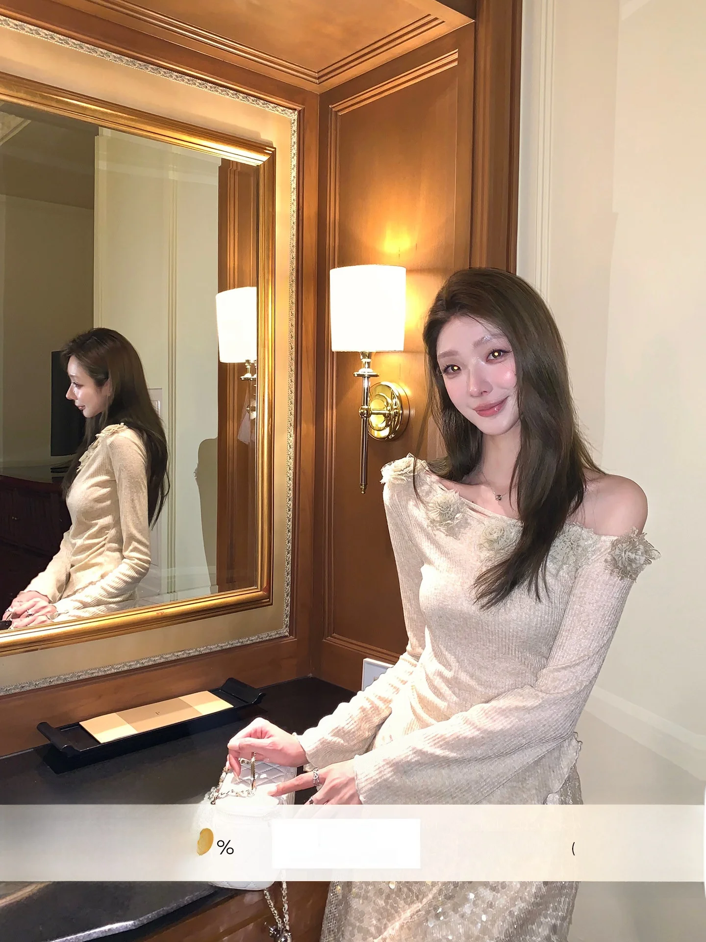 

White Knitted Sweater YOLI Zhang Yuli Casual Style Regular Fit Long Sleeve Knitted Top for Women Daily Wear Polyester