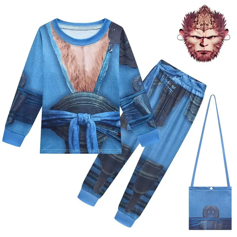 

zz04zz12Game Black Myth Wukong Kids Costumes Monkey King Cosplay Long Sleeved Pullover Shirt Suits Boy Baby Girls Halloween Part