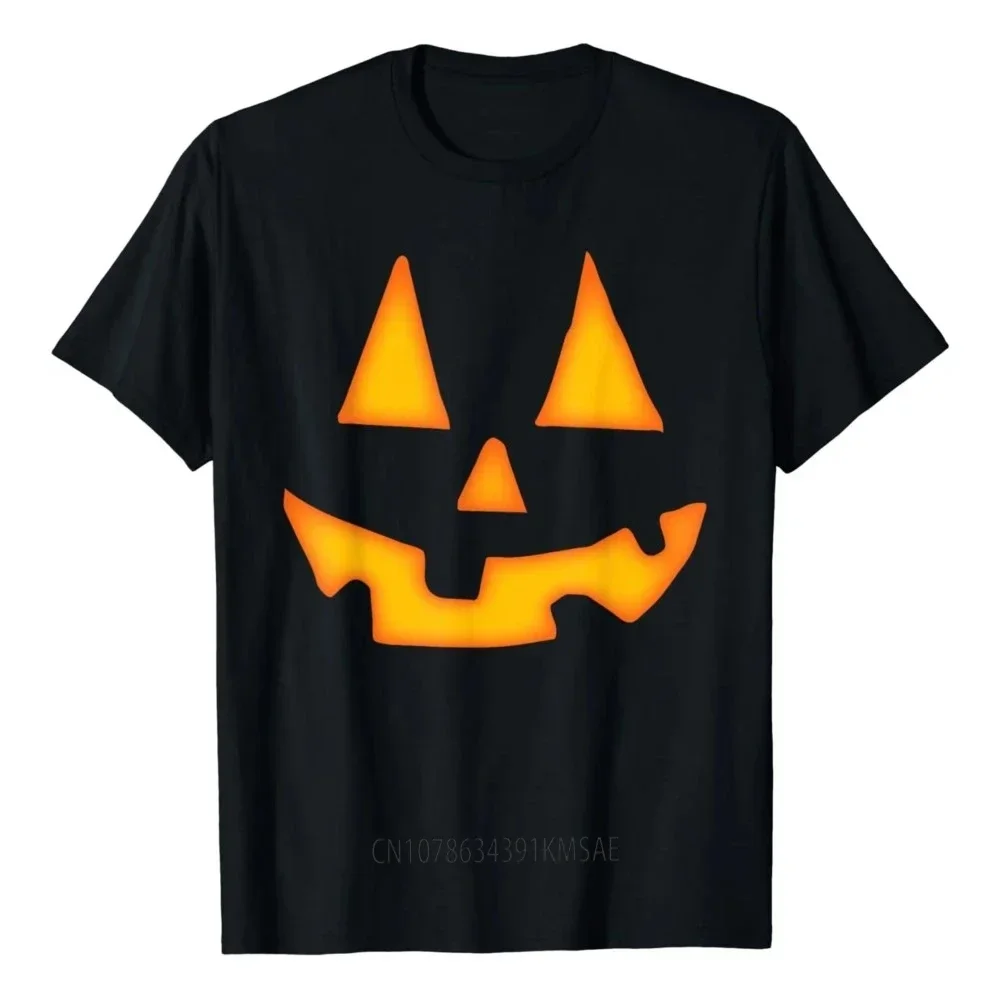 Pumpkin Halloween Shirts for Men Women Jack O Lantern Face T-Shirt Funny Cartoon TShirt ONeck Casual Unisex Black White