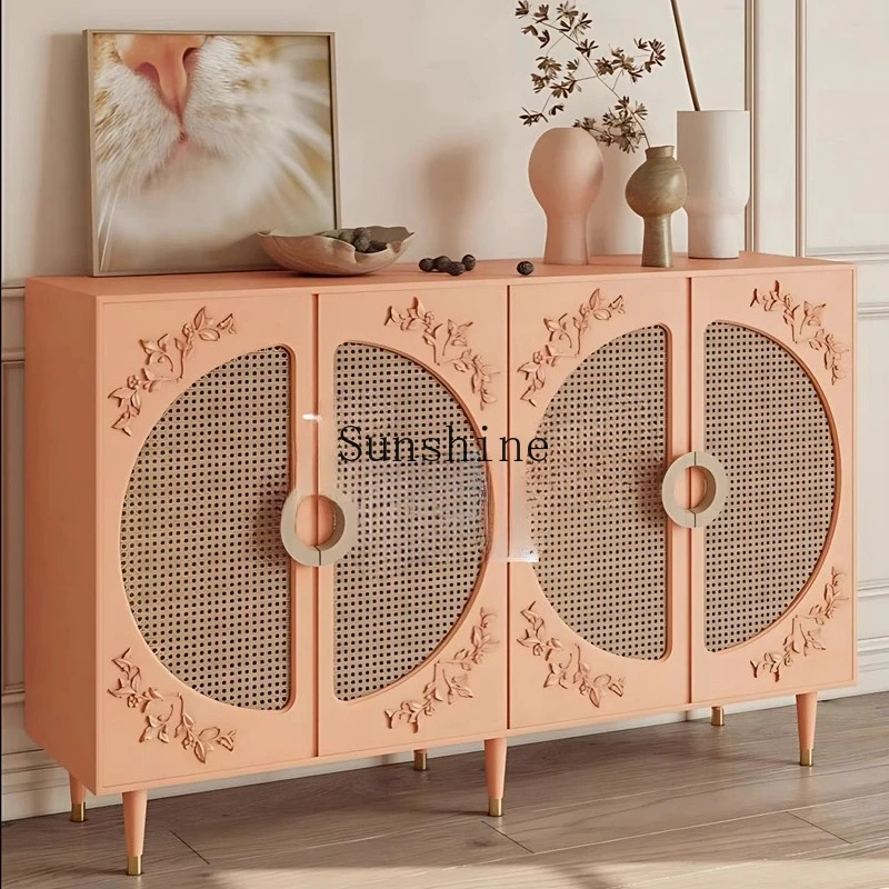 

French Edge Modern Simple Rattan Storage Cabinet Home Restaurant Kitchen Storage