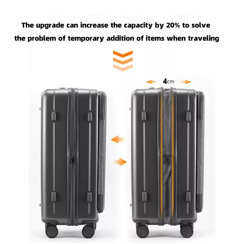 SUSHIMU Trolley Case Travel Suitcase Boarding Case Password Box Suitcase Portable Wheel Rolling Luggage Bag Front opening