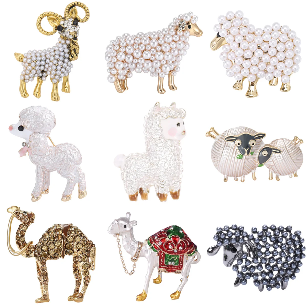Trendy Pearl Sheep Brooches for Women Unisex 3-Color Animal Pins Office Party Casual Accessories Gifts