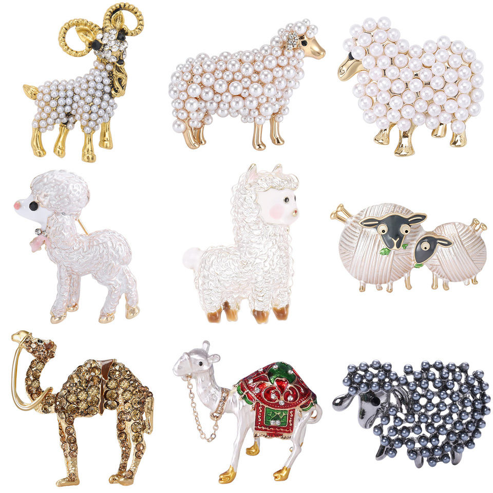  Trendy Pearl Sheep Brooches for Women Unisex 3-Color Animal Pins Office Party Casual Accessories Gifts 