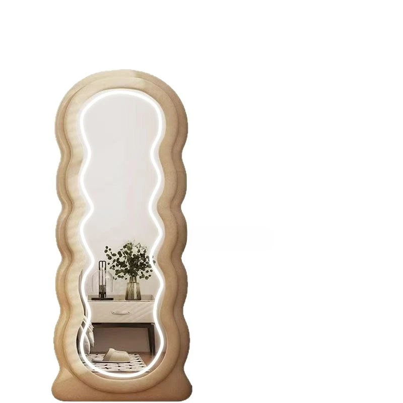 

Home bedroom Internet celebrity wave full body, floor mirror, special-shaped fitting mirror with light