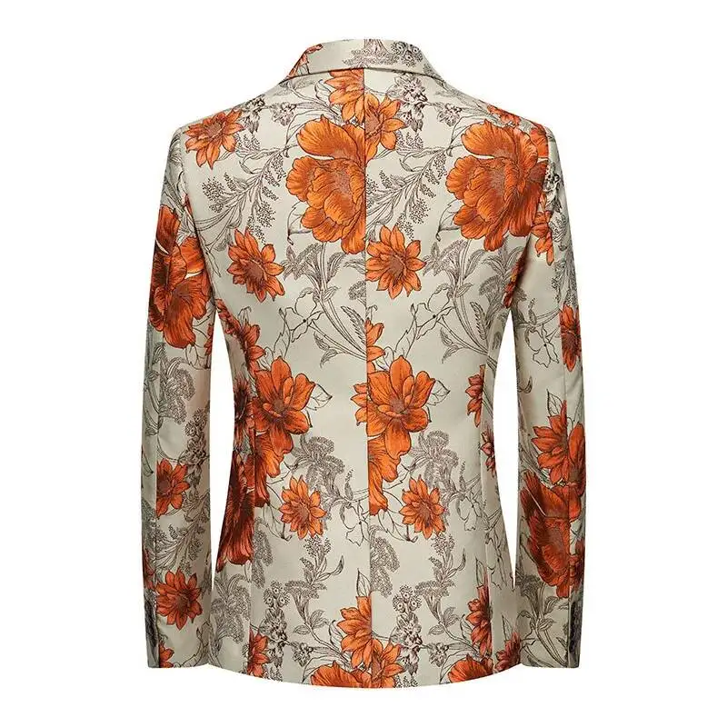 Suit Set, Men's Two-piece Floral Set, Business Casual Jacquard Plus Size Men's Wedding Dress, Trousers