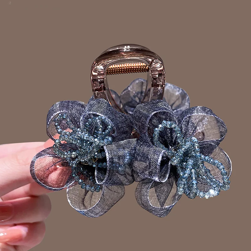 

Новая супермодная заколка-краб для волос с кристаллами и цветами, большая заколка-краб для волос, милые заколки-крабы для женщин, аксессуар для волос