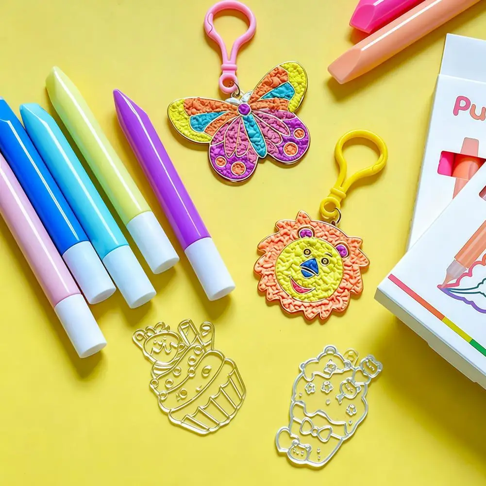 6 Colors Popcorn Pens, 3D Relief Art Pen Heat Activated, Puffy Drawing Pens for DIY Craft Projects Works on Different Surfaces